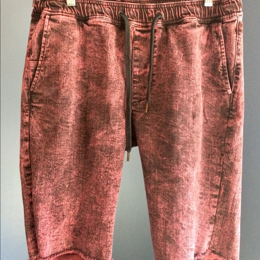 Crumpled (Red) Tie Dye Faux Denim Short